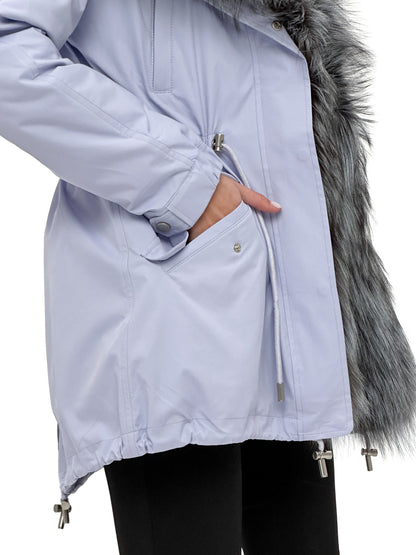 Silver Fox Fur Trim Rabbit Fur Insulated Parka