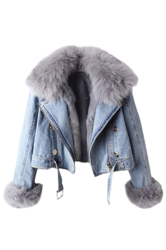 The Legacy Fur-Trim Denim Jacket