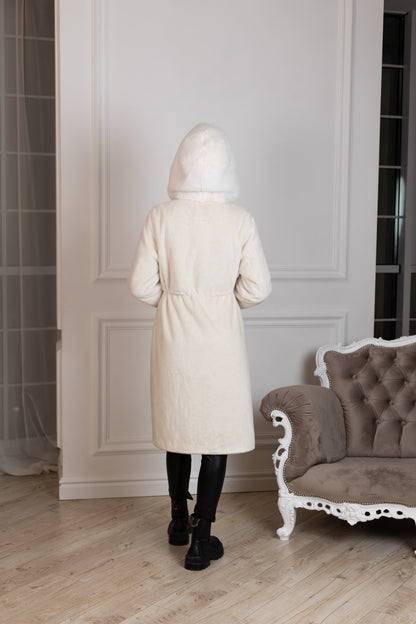 Reversible Faux Alpaca Satin Hooded Coat