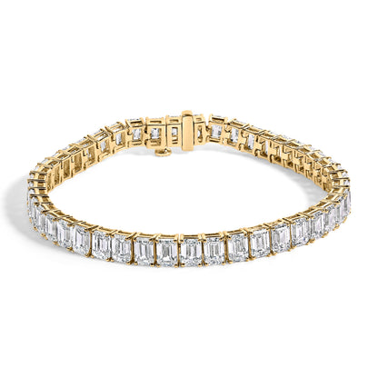 UndeniablyLuxe Fine Jewelry Yellow Gold Lab-Grown Emerald Cut Diamond Tennis Bracelet