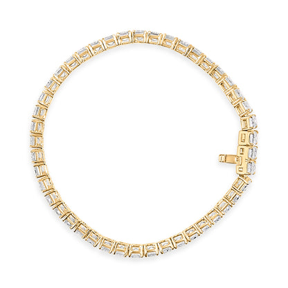 UndeniablyLuxe Fine Jewelry Yellow Gold Lab-Grown Emerald Cut Diamond Tennis Bracelet