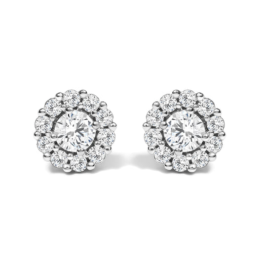 10K White Gold Lab Grown Diamond Halo Stud Earrings