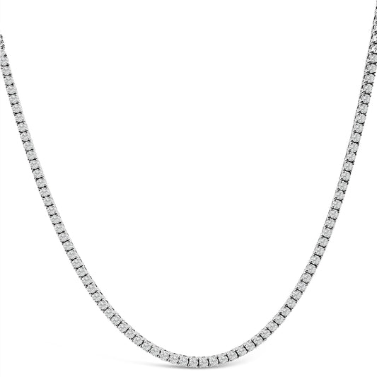 14K White Gold 10.76 ct Lab-Grown Diamond Tennis Necklace, 17 Inch