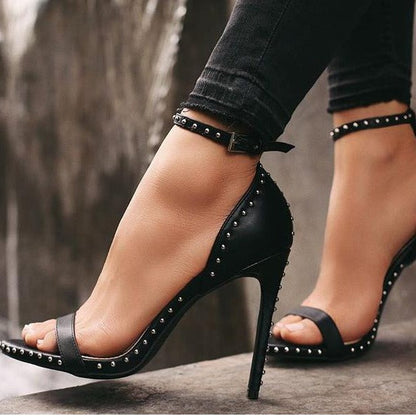 Sandals Stiletto Heel Women's Shoes Rivet Strap Sexy Sandals