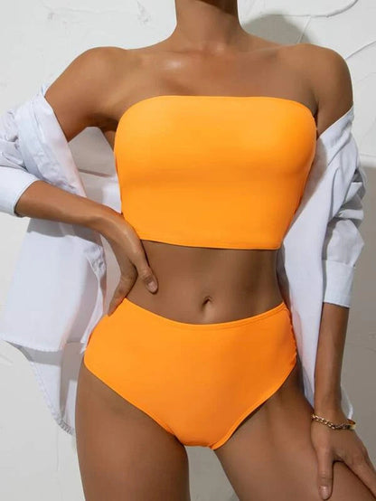 Swimsuit Split Tube Top Women Bikini Sexy High Waist Swimsuit Women Swimsuit