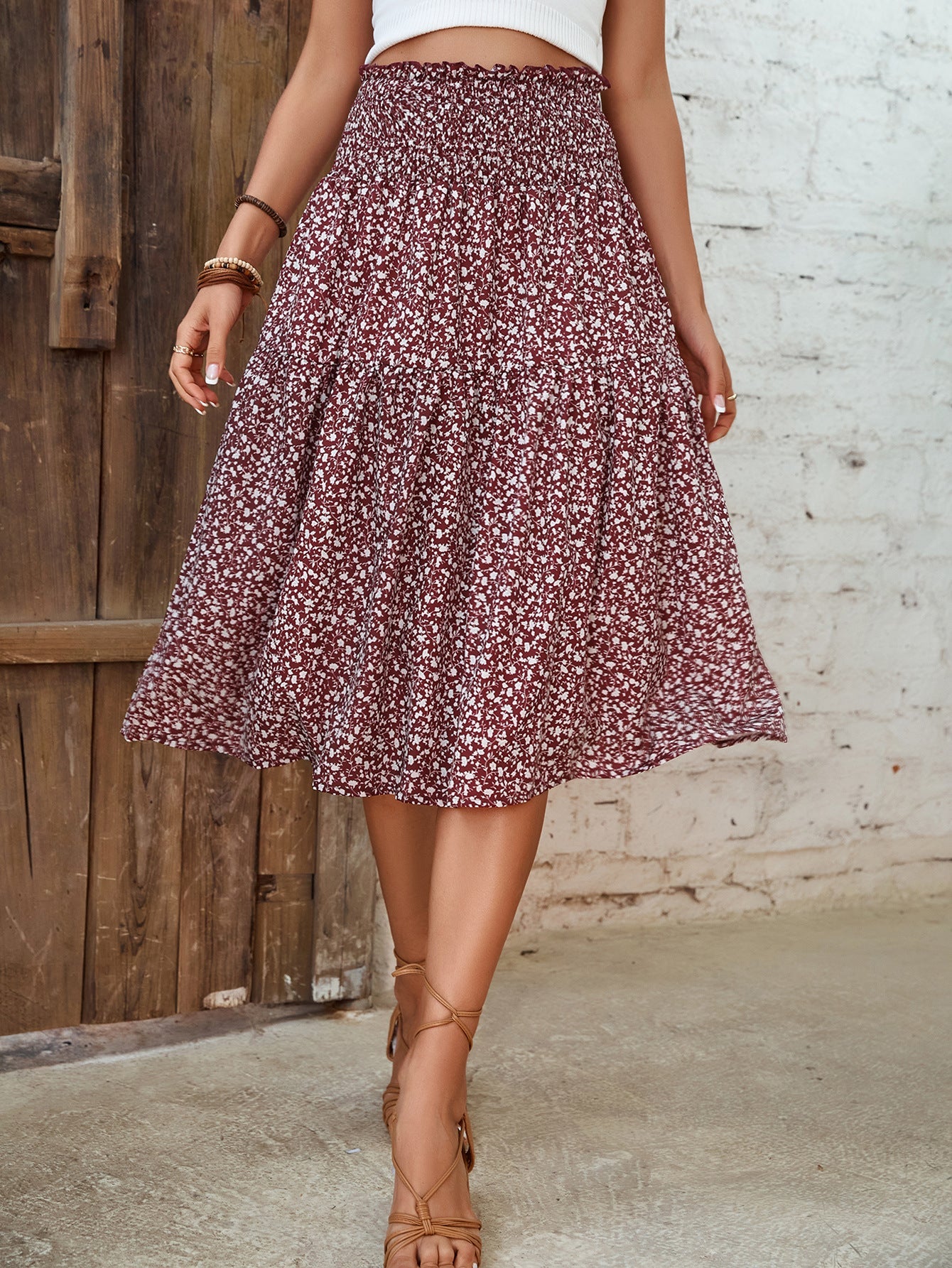 Summer Women Clothing Summer Printed Skirt