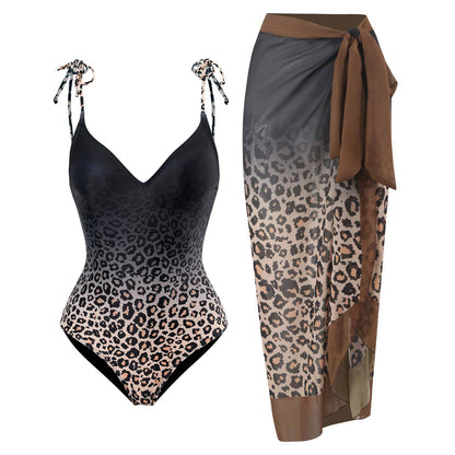 Conservative Covering Belly Thin Backless Sexy Skirt Swimsuit Women Chiffon Beach Dress