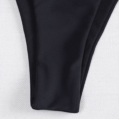 Solid Color Lace up Three Point Sexy Split Bikini Brazilian Beach Triangle Swimming Trunks Swimsuit