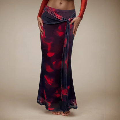 Summer Elegant Skirt Sexy Sexy Retro Printing Slim Fit Maxi Dress