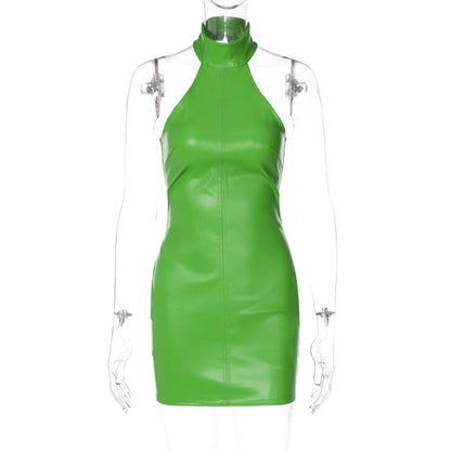 Stand Collar Sleeveless Waist Sheath Sexy Women Dress