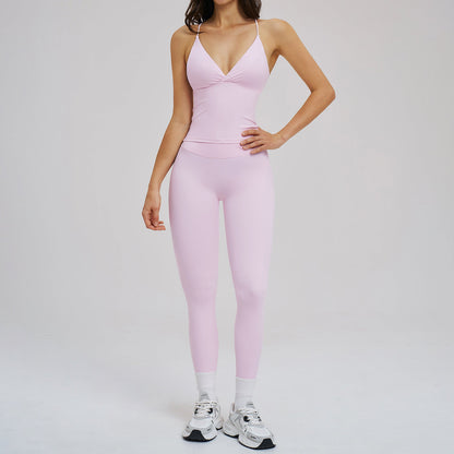 Brushed Sports Tight Back Running Sports Casual Suit Outdoor Riding Yoga Two Piece Sets