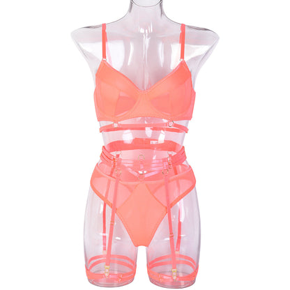 Sexy Match Sets Complex Heavy Craft Underwear Mesh Splicing Tape Leg Ring