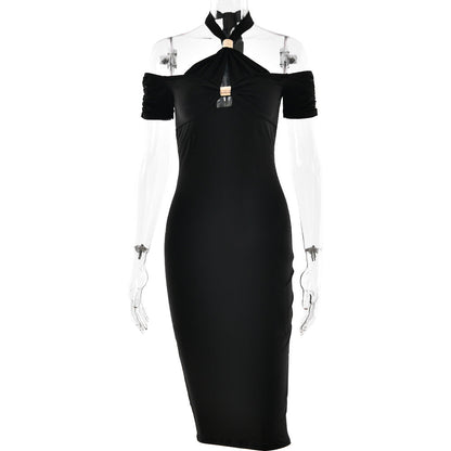 Summer Elegant Halter Slim Fit Dress Sexy Backless Sleeveless Sheath Dress Women