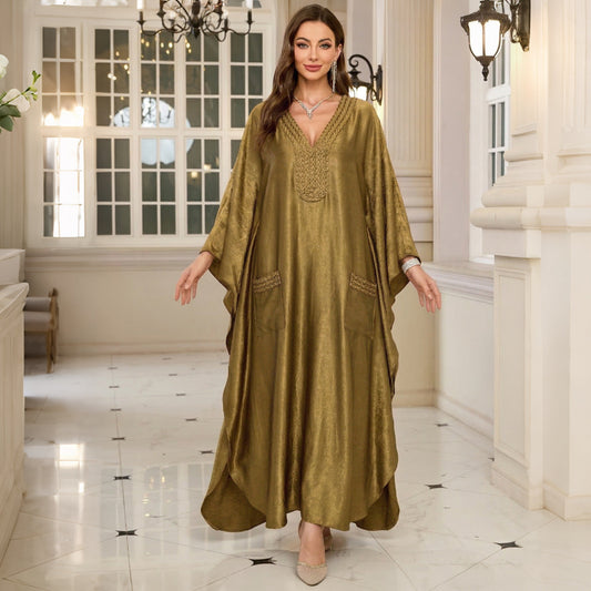 Gold Vacation Beach Coat Maxi Dress Women Loose Maxi Dress Swimsuit Blouse Sun Protective Clothing