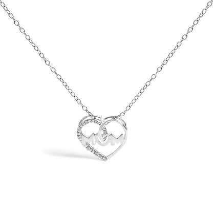 Sterling Silver Diamond Accent MOM Heart Pendant Necklace
