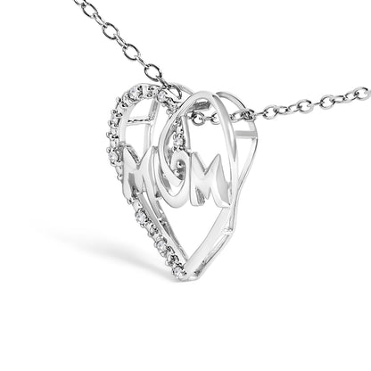 Sterling Silver Diamond Accent MOM Heart Pendant Necklace