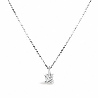 14K Yellow Gold 1/2 Cttw Lab Grown Princess Diamond Solitaire Pendant Necklace