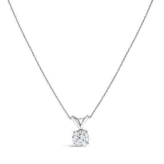 14K White Gold 1.00 Cttw Lab Grown Diamond Solitaire Pendant Necklace
