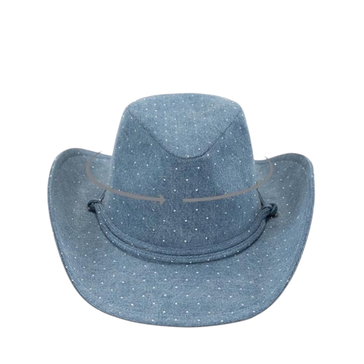 All Over Rhinestone Denim Cowboy Hat with Chinstraps for Women - Undeniably LUXE