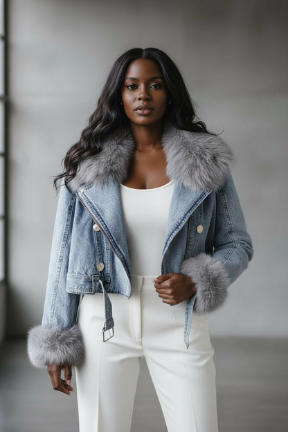 The Legacy Fur-Trim Denim Jacket