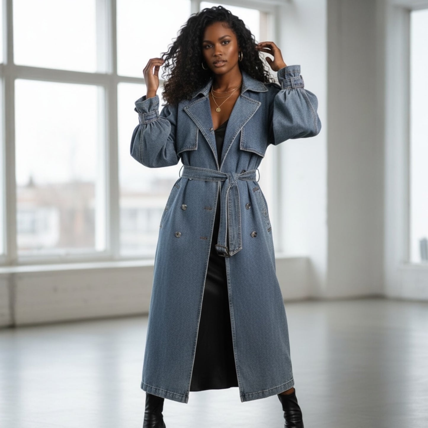 The Iconic Indigo Denim Trench