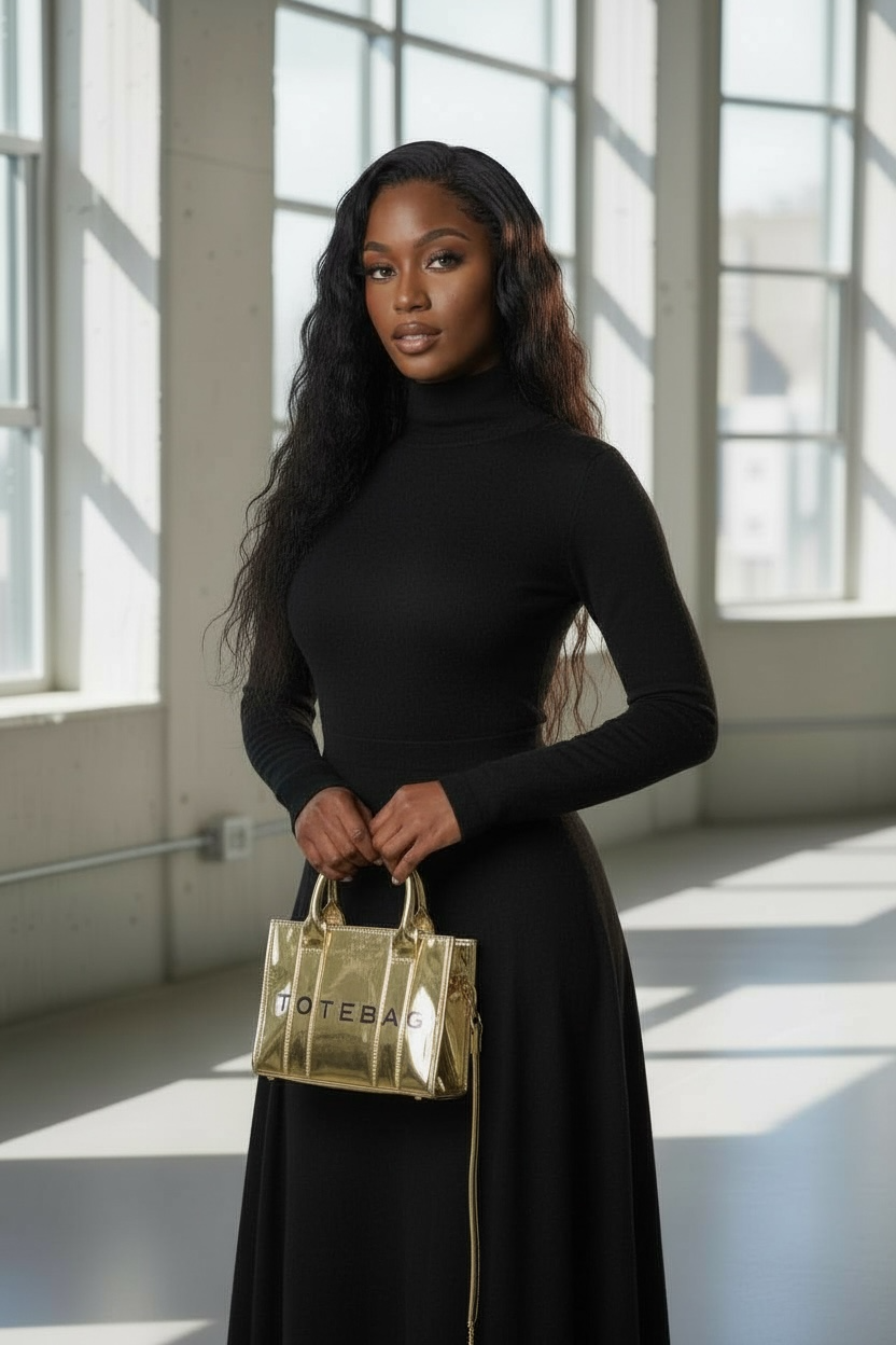 Metallic Mirror Small Tote Bag