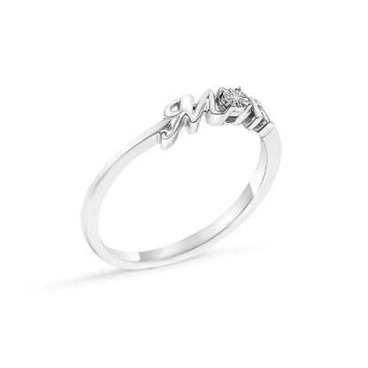 Sterling Silver Diamond Accent "MOM" Ring