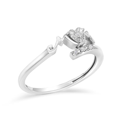 Sterling Silver Diamond Accent "MOM" Heart Ring