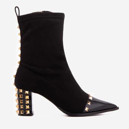 The Amethyst Studded Black Suede Leather Women’s Boot