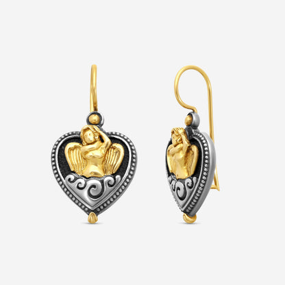 "KONSTANTINO - ""Angelic"" Sterling Silver & 18k Yellow Gold Earrings - SKMK3185-130  Earring Dimensions: 1.00 x 0.62 in."