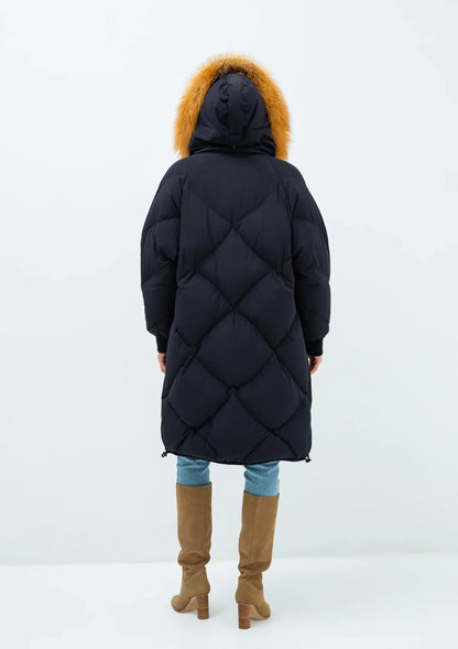 Vivienne Genuine Red Fox Trim Down Insulated Coat