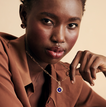 Roberto Coin Obelisco 18K Rose Gold Diamond & Blue Lapis Pendant Necklace 8883122AX19XB