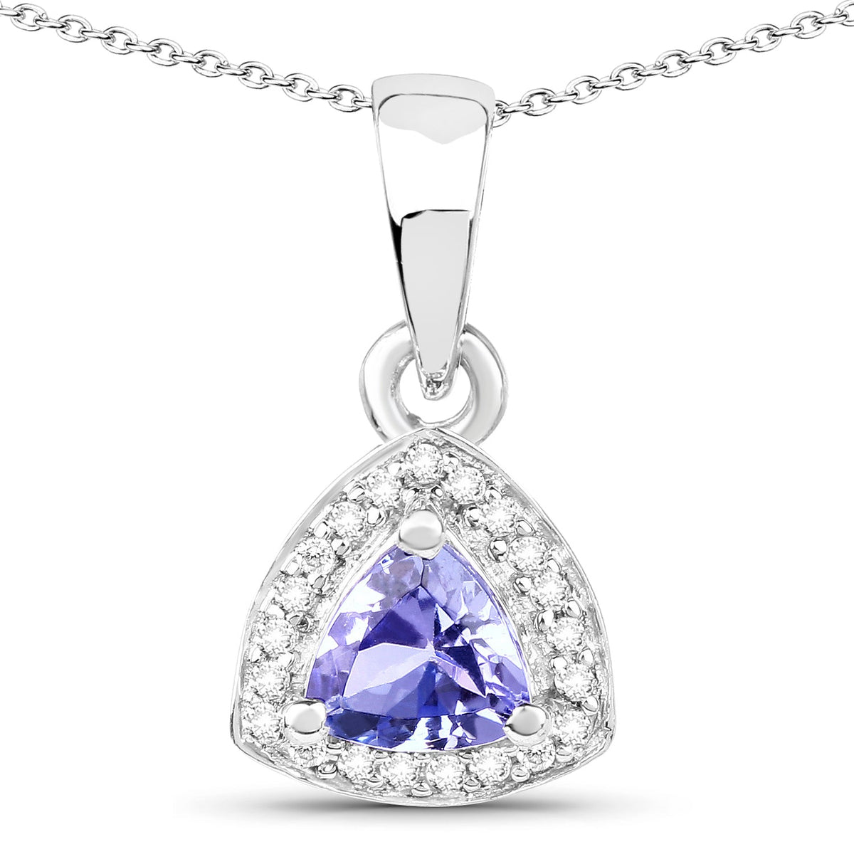 Sterling Silver Tanzanite & White Topaz Ring & Necklace Set
