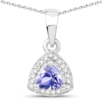 Sterling Silver Tanzanite & White Topaz Ring & Necklace Set