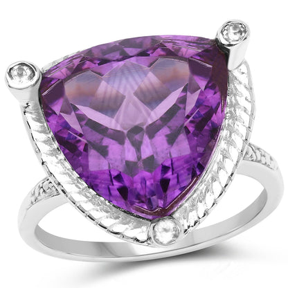 Brass Amethyst and White Topaz Ring