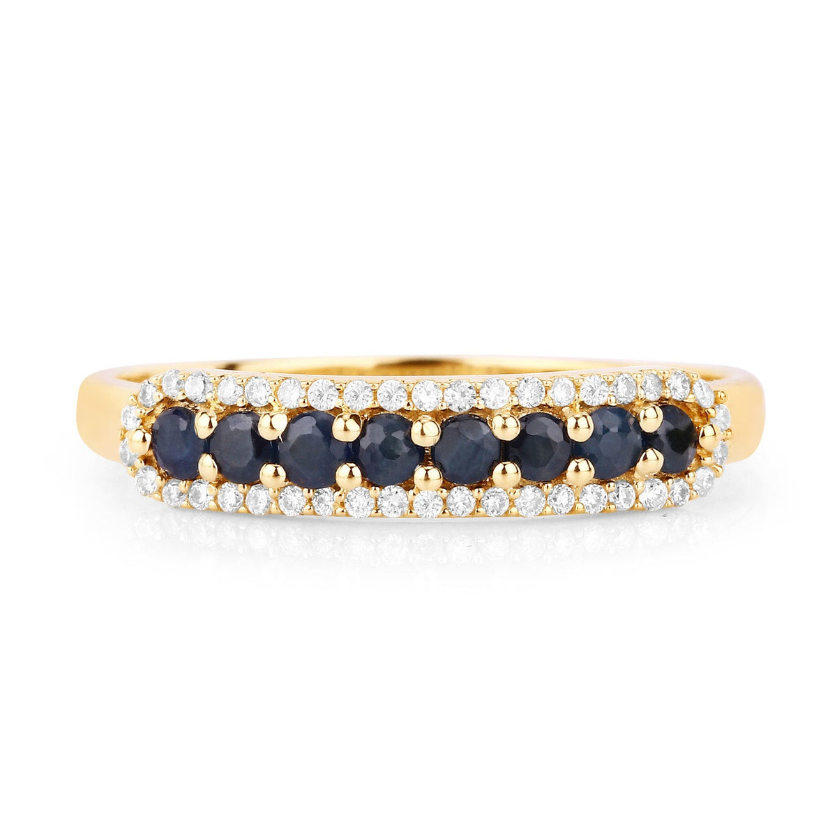 14K Yellow Gold Blue Sapphire and Diamond Eternity Ring