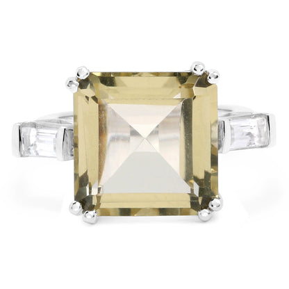 Sterling Silver Lemon Quartz and White Topaz Ring