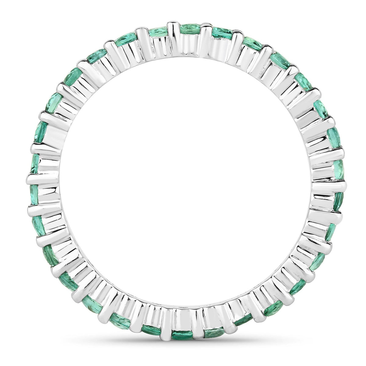 14K White Gold Zambian Emerald Ring