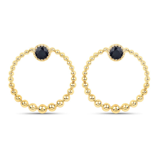 Yellow Gold Blue Sapphire & Diamond Statement Earrings