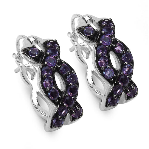 Sterling Silver Amethyst Crossover Earrings