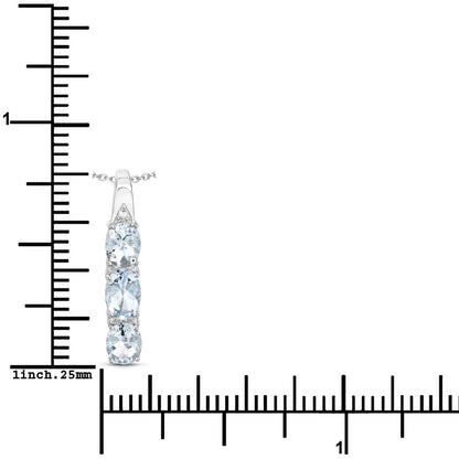 0.95 Carat Genuine Aquamarine and White Diamond .925 Sterling Silver Pendant