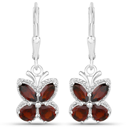 Garnet Sterling Silver Drop Earrings