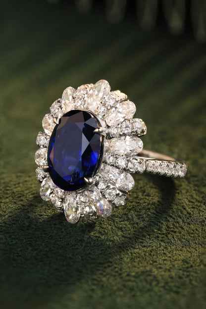 5 Carat Lab-Grown Sapphire Flower Shape Ring - Undeniably LUXE