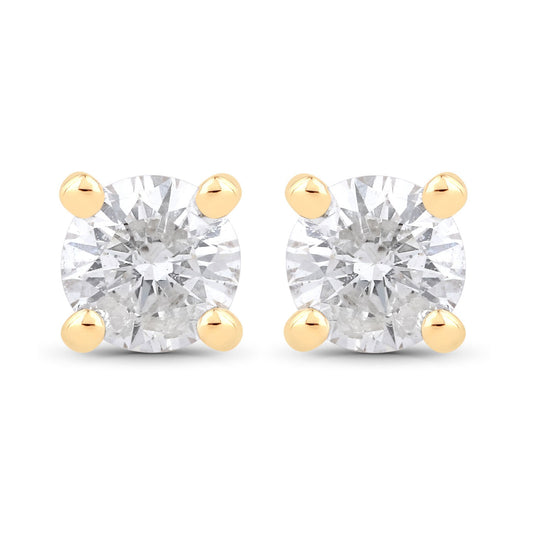 10K Yellow Gold Diamond Stud Earrings