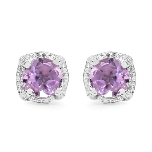 Sterling Silver Amethyst Stud Earrings