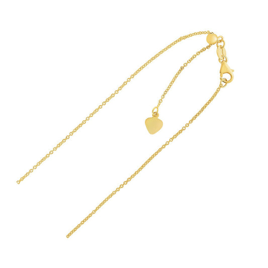 14K Yellow Gold 1.0mm Adjustable Cable Chain Necklace