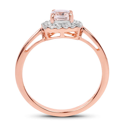 14K Rose Gold Plated Sterling Silver Morganite and White Topaz Ring