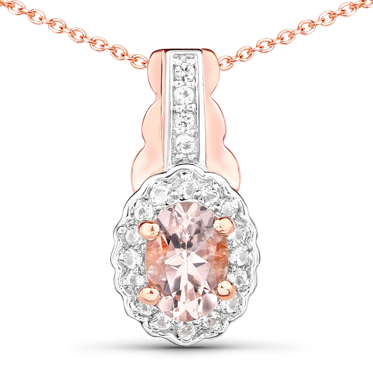 Sterling Silver Morganite and White Topaz 3-Piece Jewelry Set