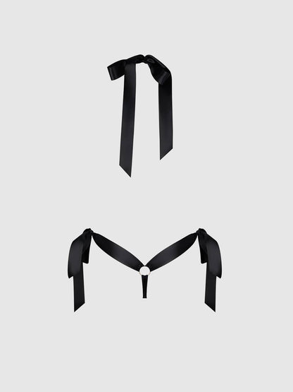 ADMIRE FEATHER TRIM & MESH PLUNGE THONG TEDDY LINGERIE