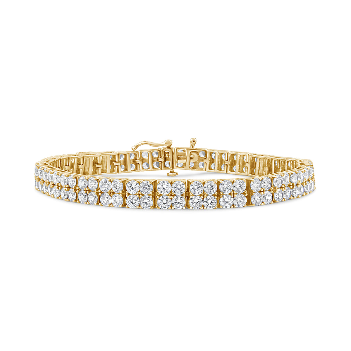 14K Yellow Gold 10.0 Cttw Diamond 2 Row Tennis Bracelet